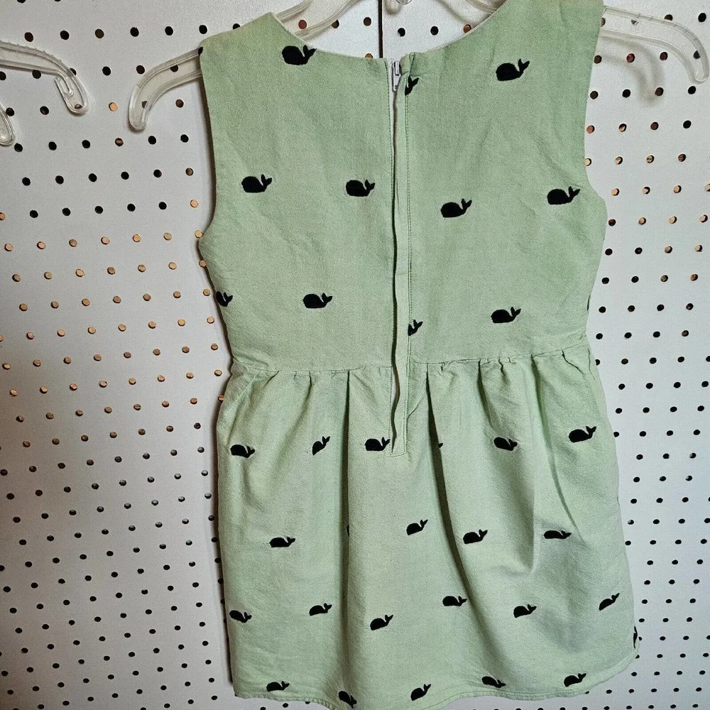 Girls Lolly Wolly Doodle Dress Green With Navy Embroidered Whales Size 8